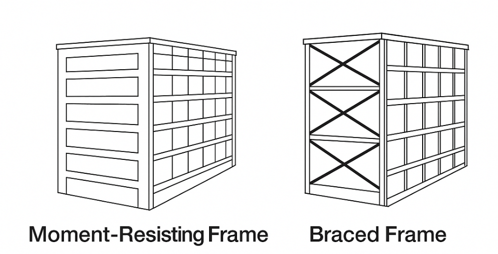 تفاوت های سیستم باربر جانبی بادبندی و قاب خمشی
